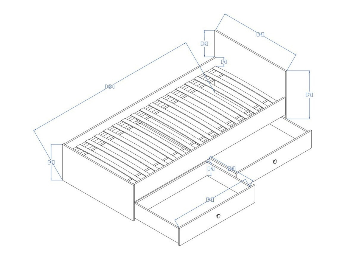 Bed Mirelbu 112 (Artisan eiken + Wit + Zwart)