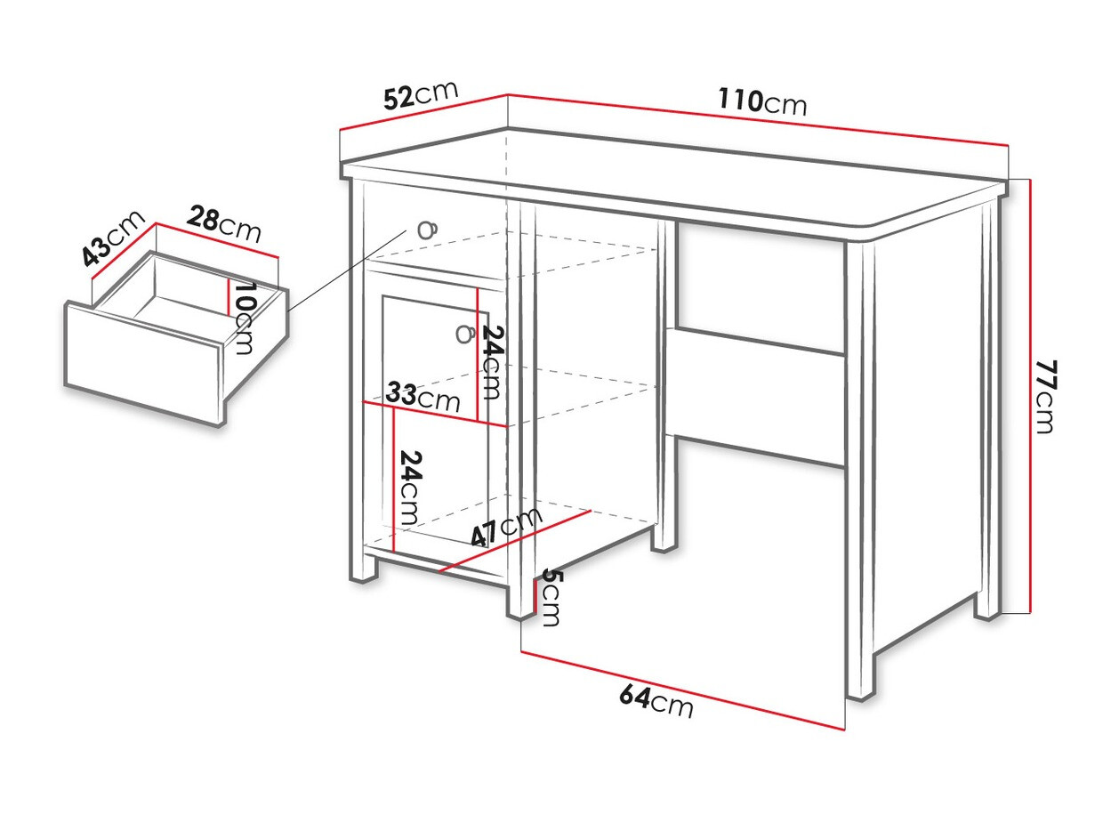 Bureau Romelbo 139 (Wit + Eiken)