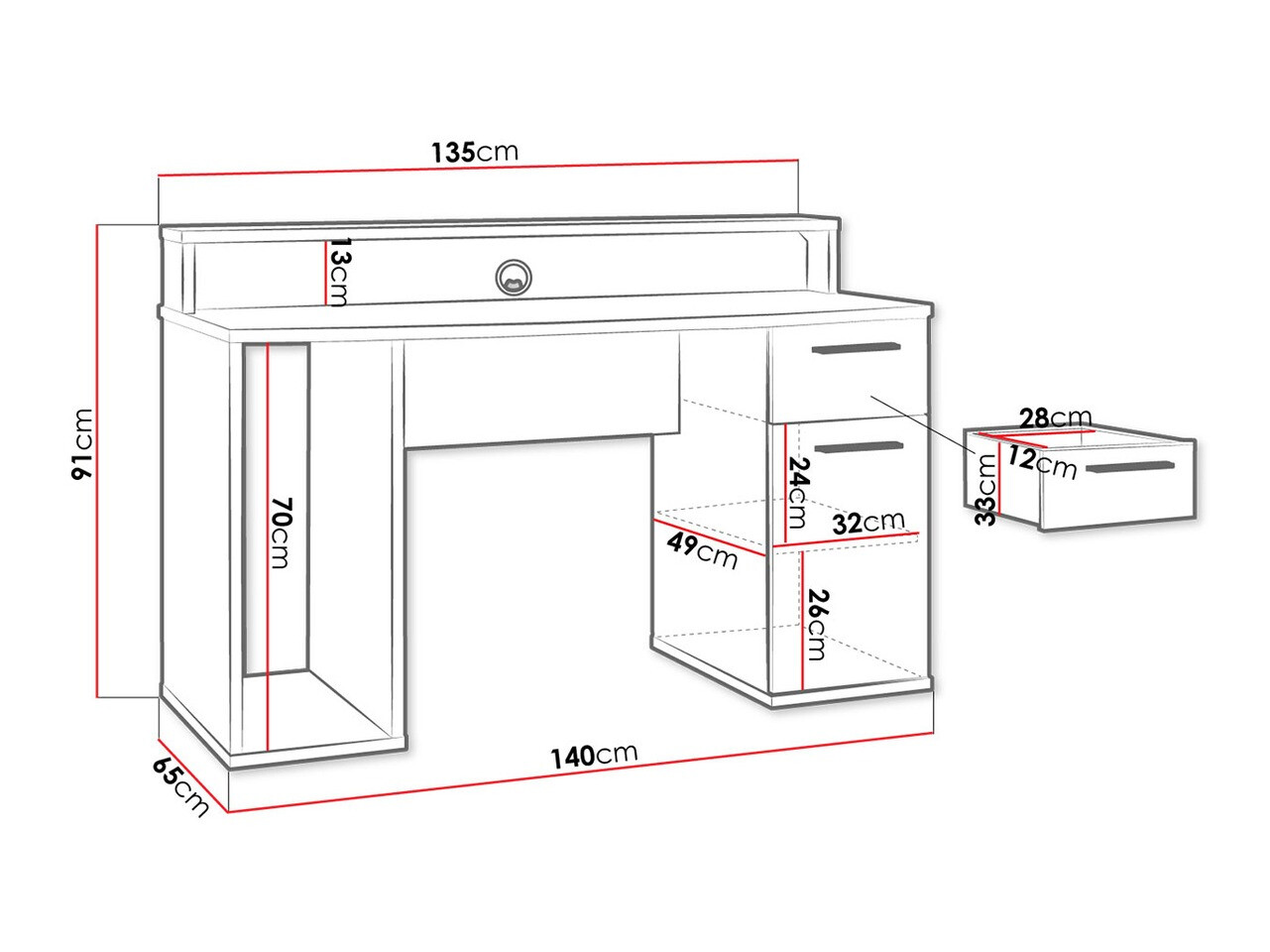Bureau voor spelen York 100 (Matzwart)