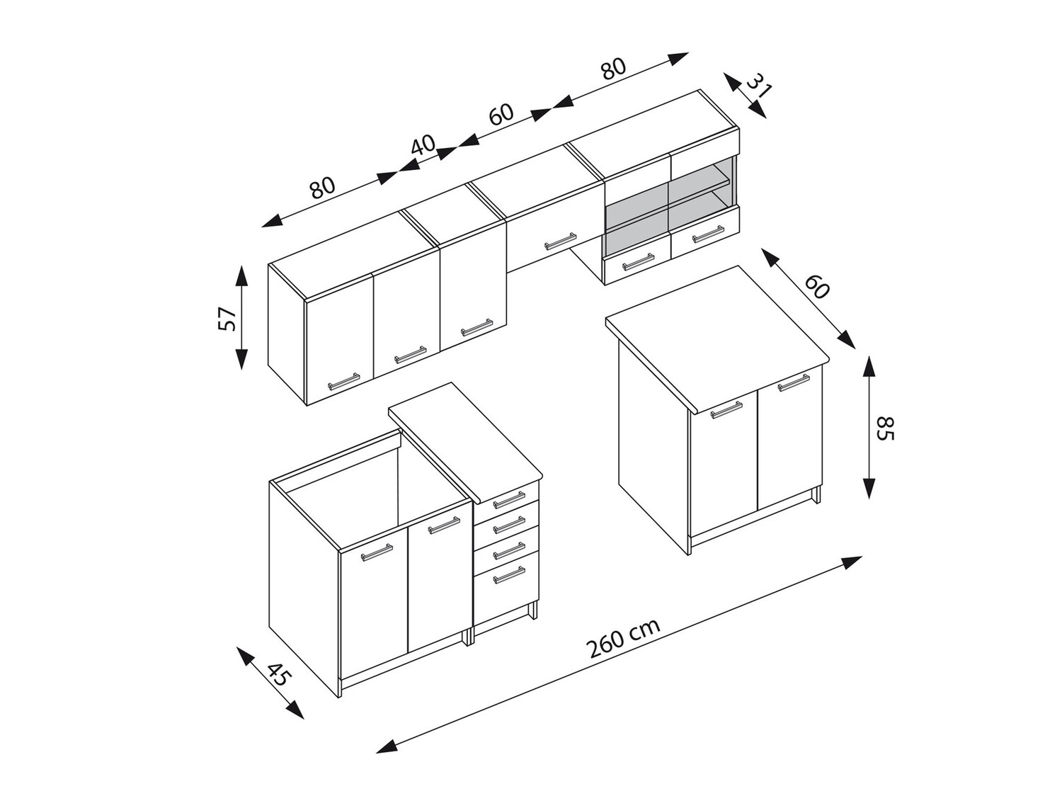 Keukenset Houston 1138 (Donkere eik)