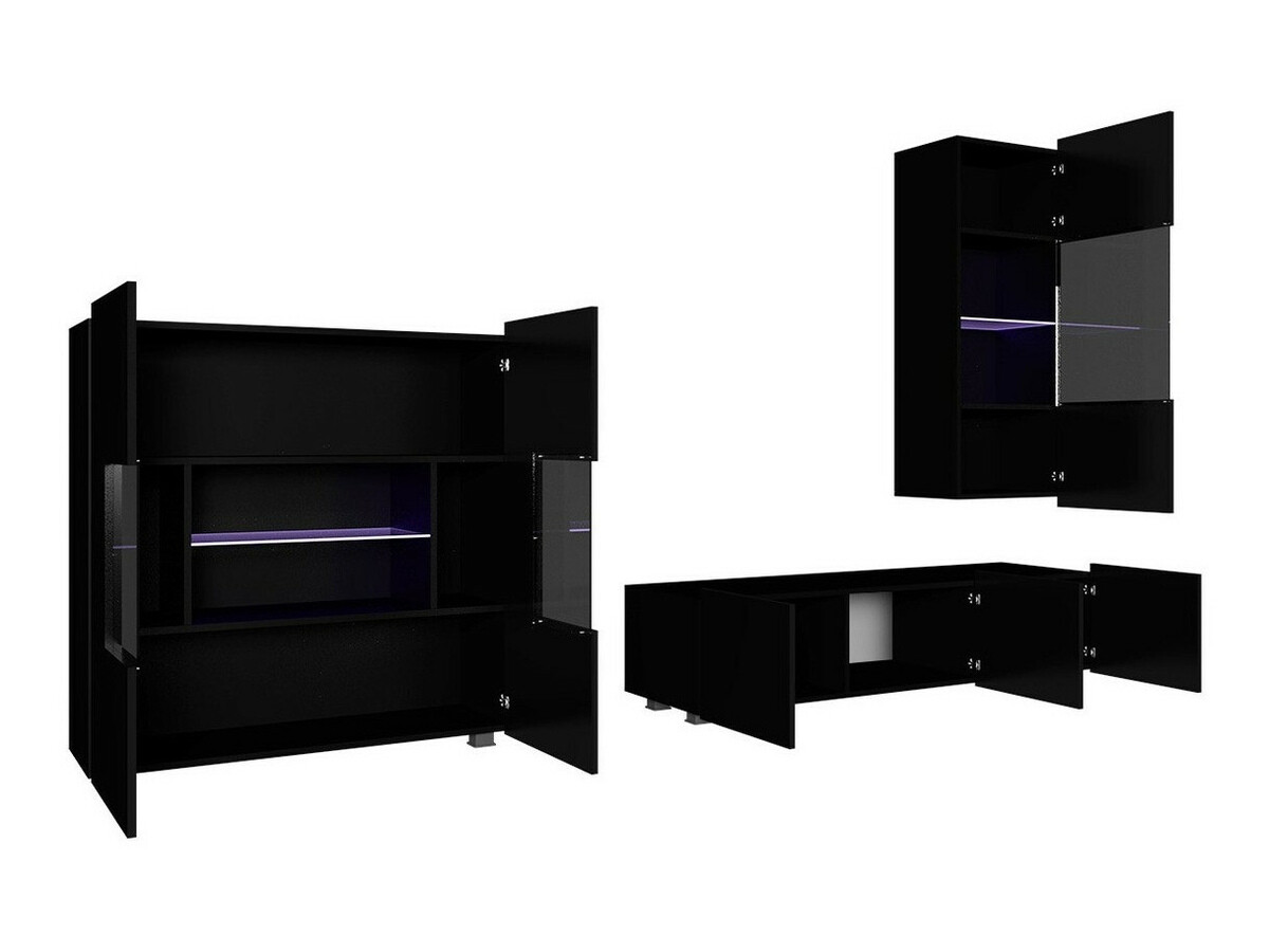 Woonkamerset Tivdalu 111 (Gouden eik + Wit + Glanzend wit)