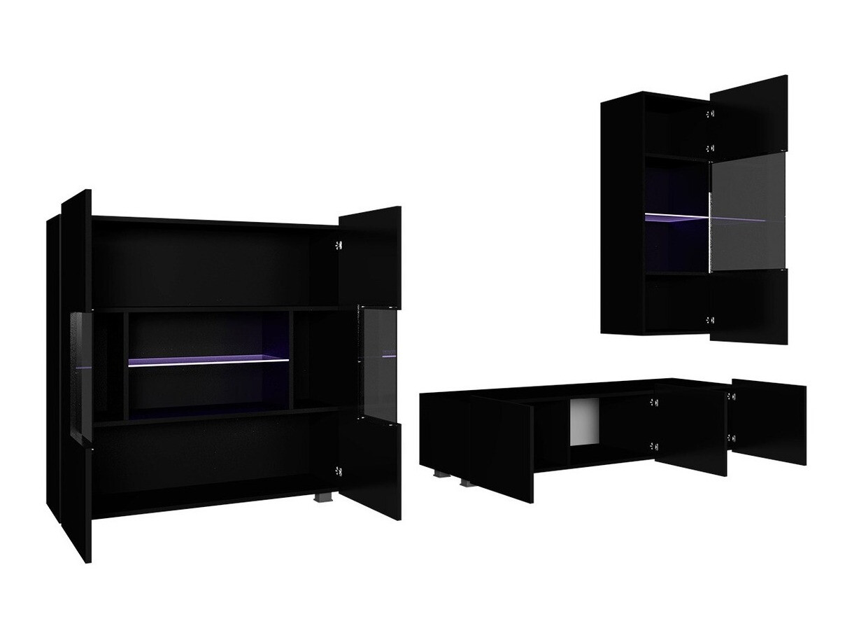 Woonkamerset Tivdalu 111 (Wit + Glanzend wit)