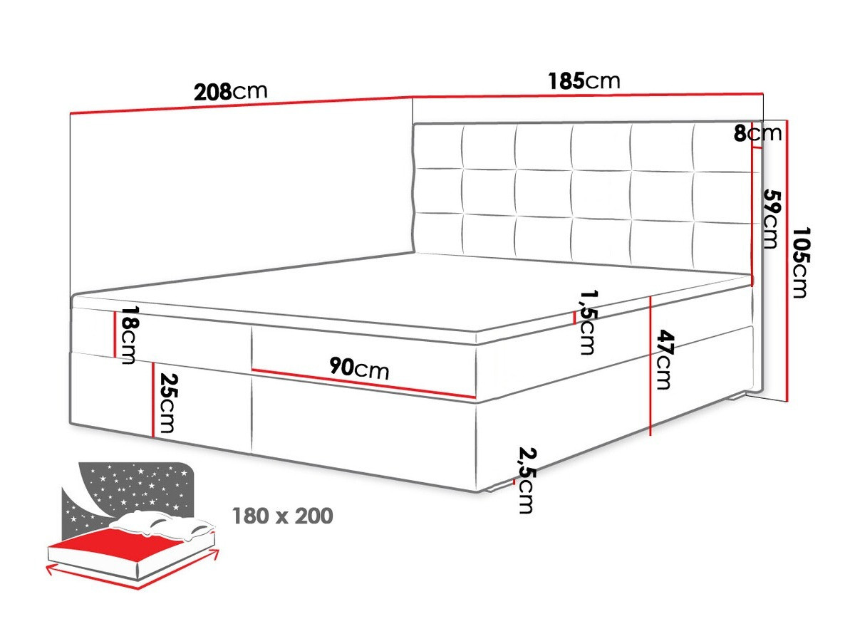 Boxspring Memphis 115 (Rico 19)