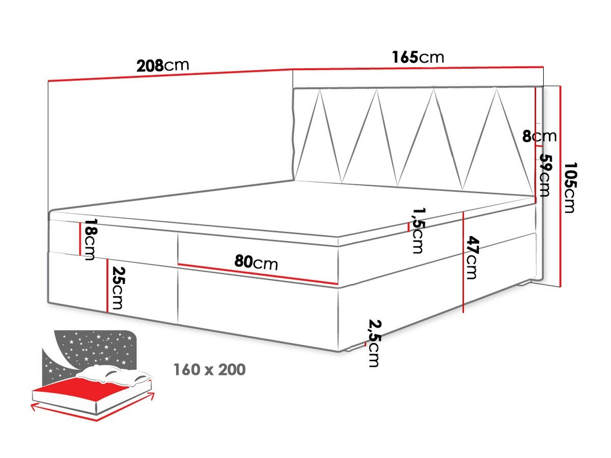 Boxspring Memphis 116 (Rico 19)
