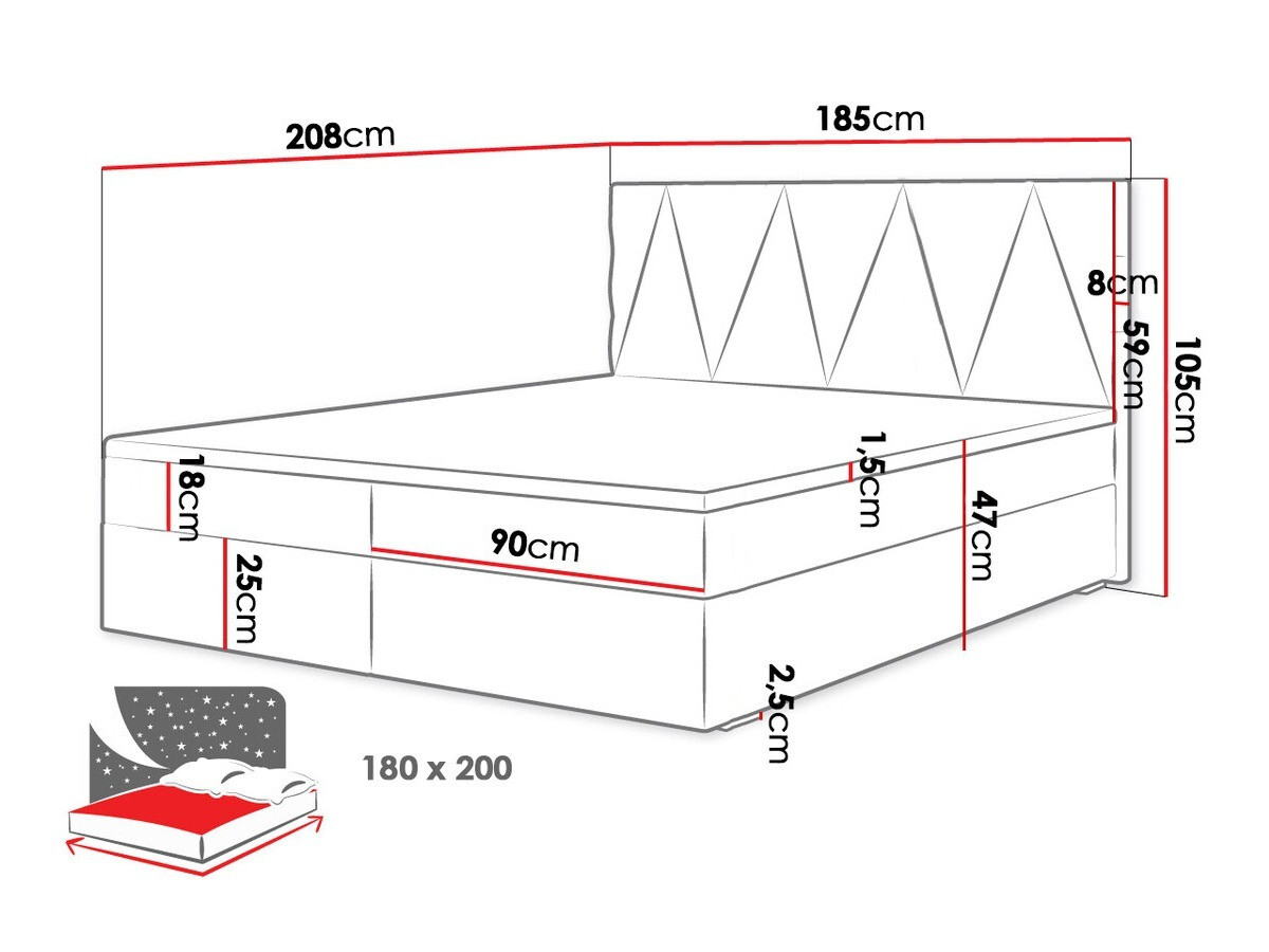 Boxspring Memphis 116 (Rico 19)