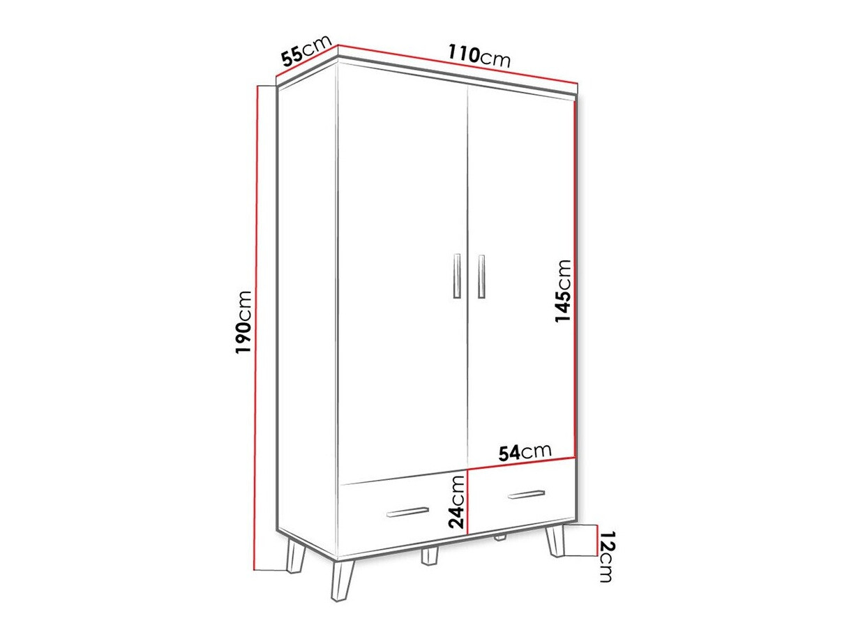 Kledingkast Larfloi 111 (Wit + Sonoma eik)
