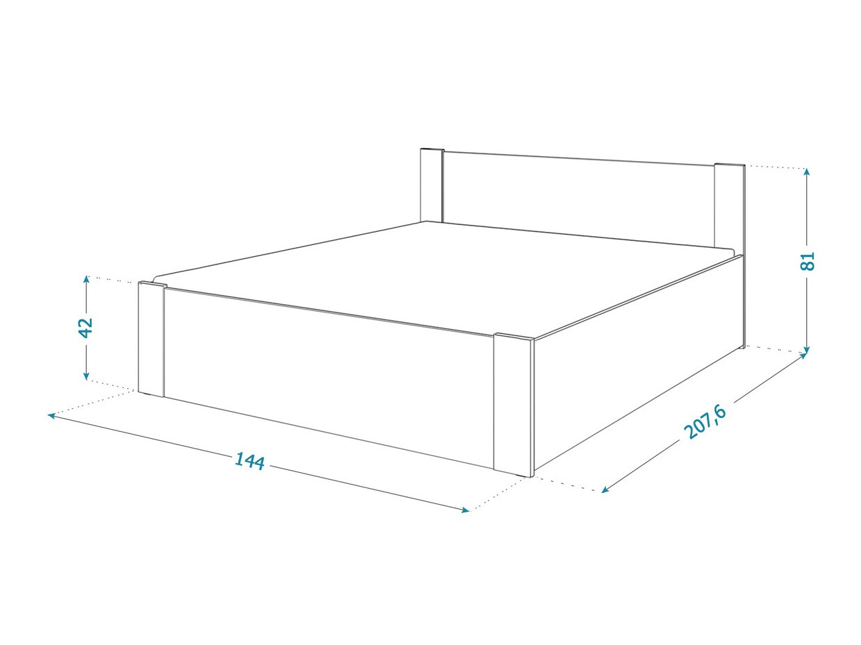 Bed Aurora 154 (Wit + Grenen)
