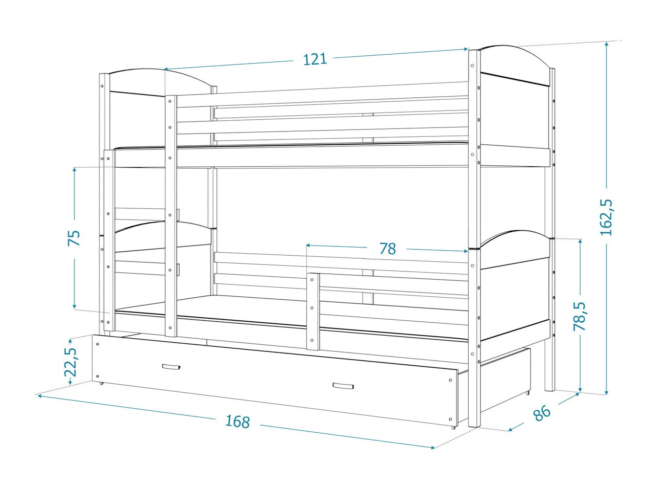 Stapelbed Aurora 101 (Grenen)