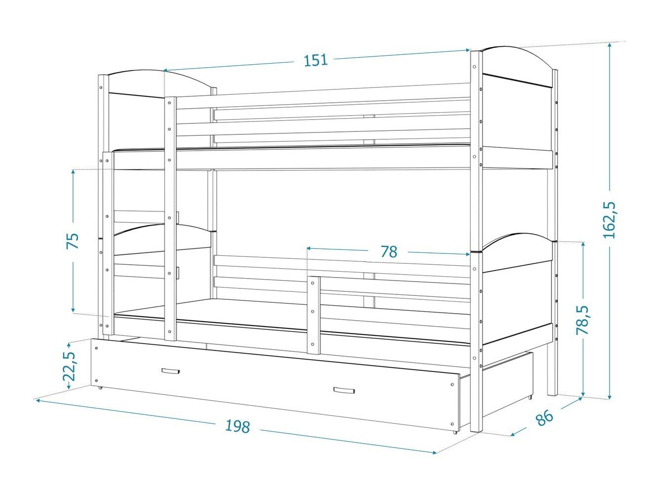 Stapelbed Aurora 102 (Wit)