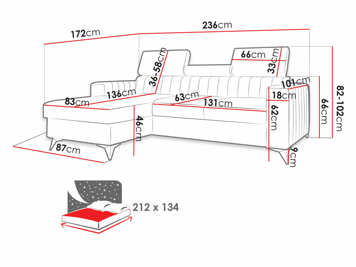 Hoekbank Columbus 170 (Mono 232)