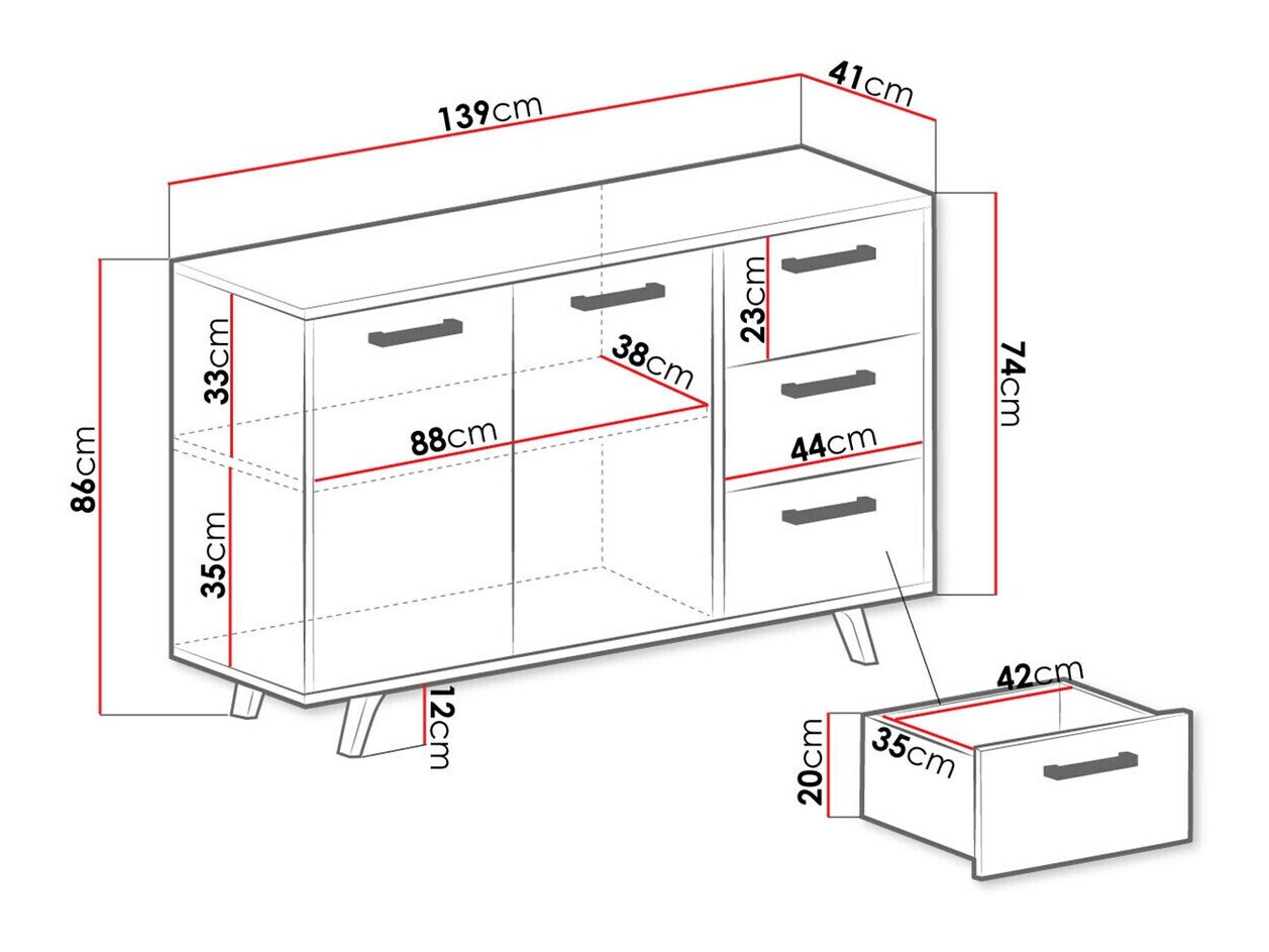 Ladekast Delbalo 103 (Blauw + Gouden)
