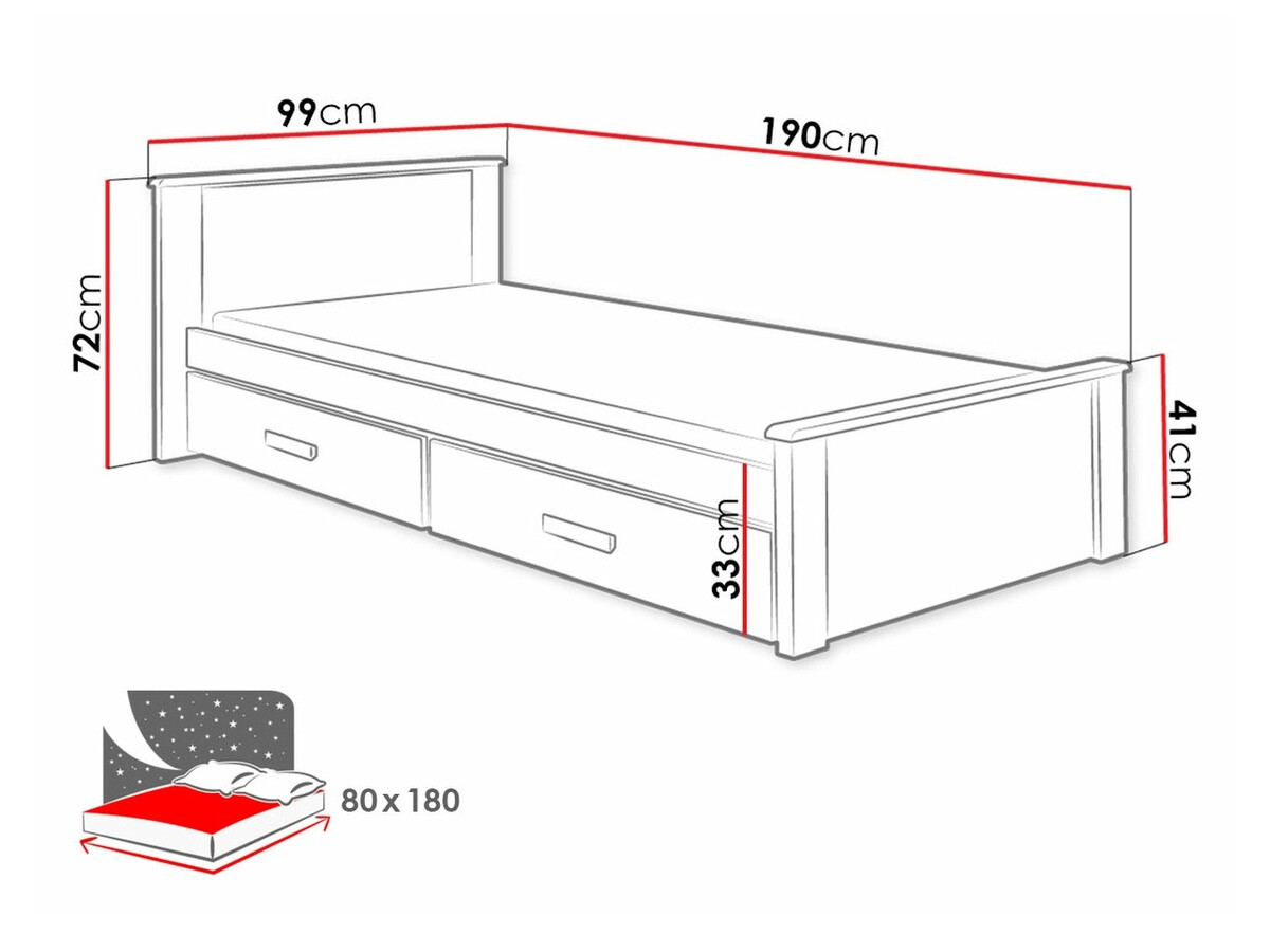 Bed Henderson 115 (Wit + Sonoma eik)