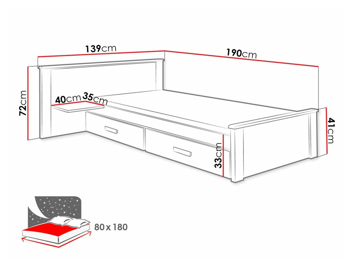 Bed Henderson 117 (Wit + Grijs)