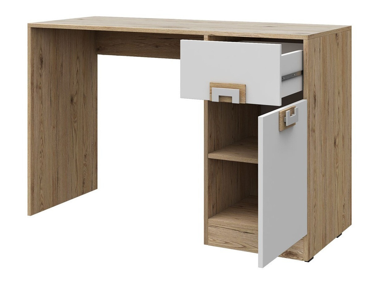 Bureau Balvire 110 (Licht eiken + Wit + Roze)