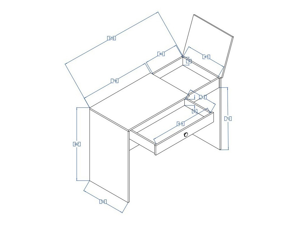 Bureau Mirelbu 109 (Artisan eiken + Glanzend wit + Grijs)
