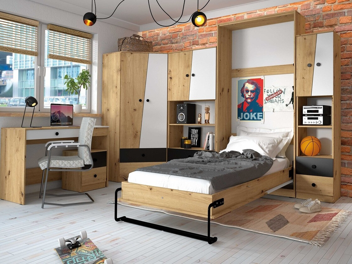 Bureau Mirelbu 109 (Artisan eiken + Glanzend wit)