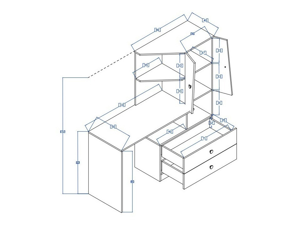 Bureau Mirelbu 110 (Artisan eiken + Glanzend wit + Glanzend zwart)