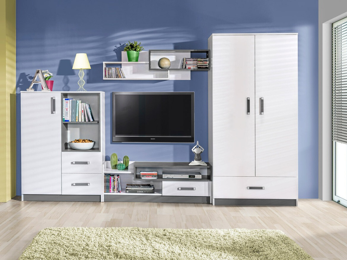 Woonkamerset Lorlare 101 (Wit + Grijs)