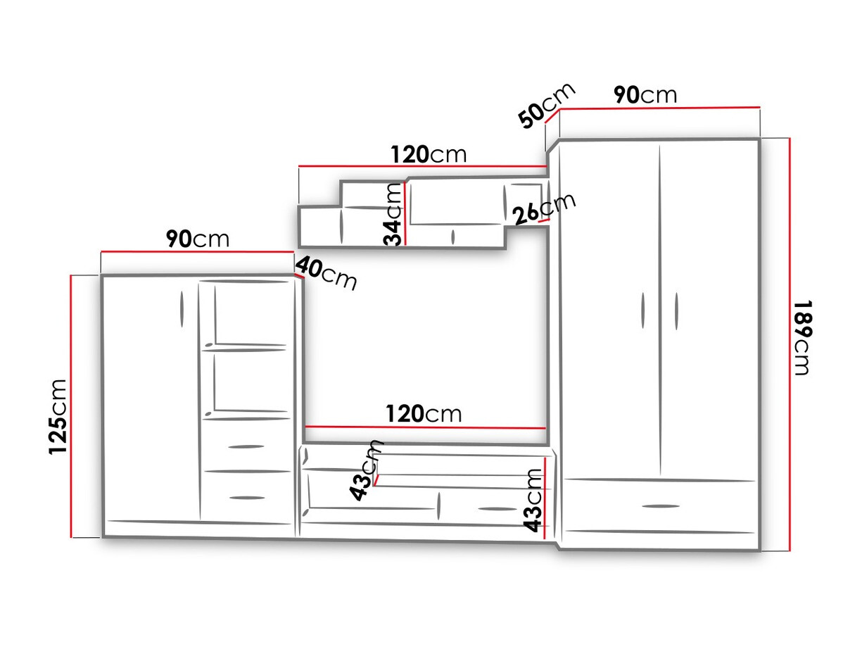 Woonkamerset Lorlare 101 (Wit + Grijs)
