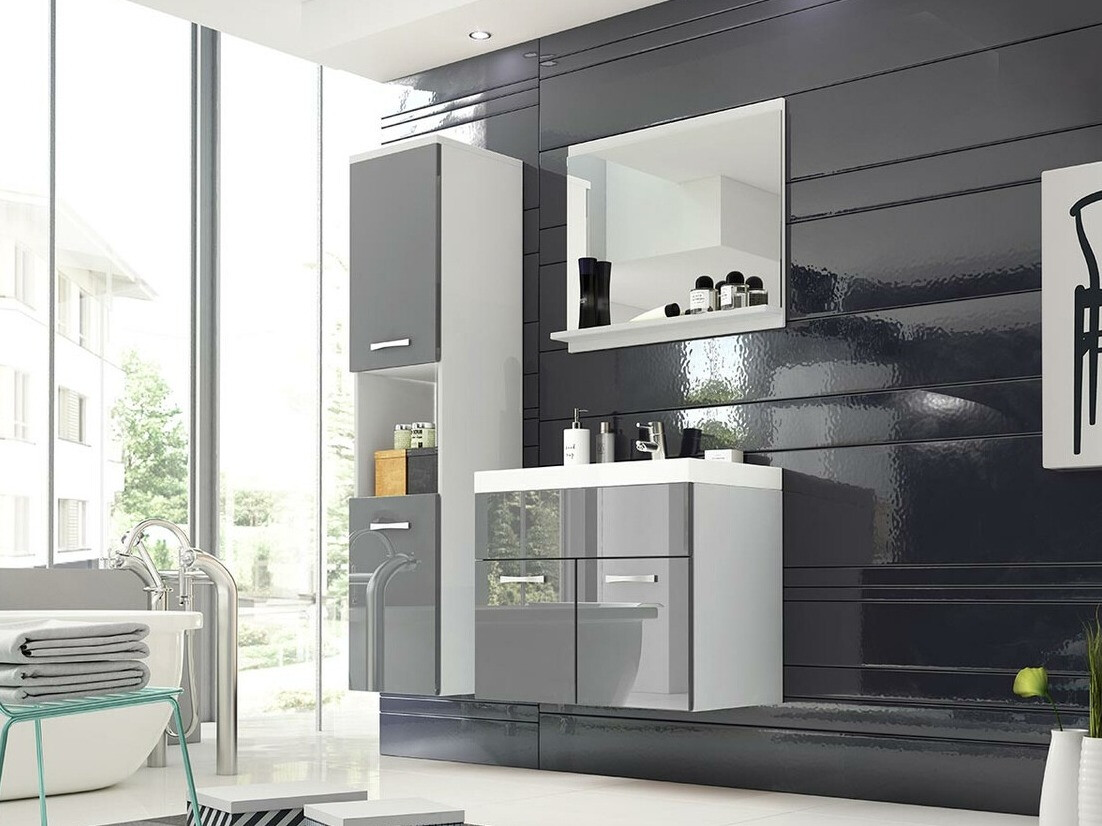 Badkamerset Sarasota 122 (Wit + Grijs met glans)