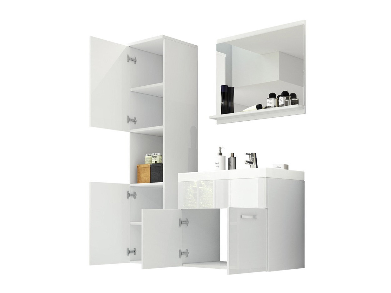 Badkamerset Sarasota 122 (Wotan eik + Glanzend wit)