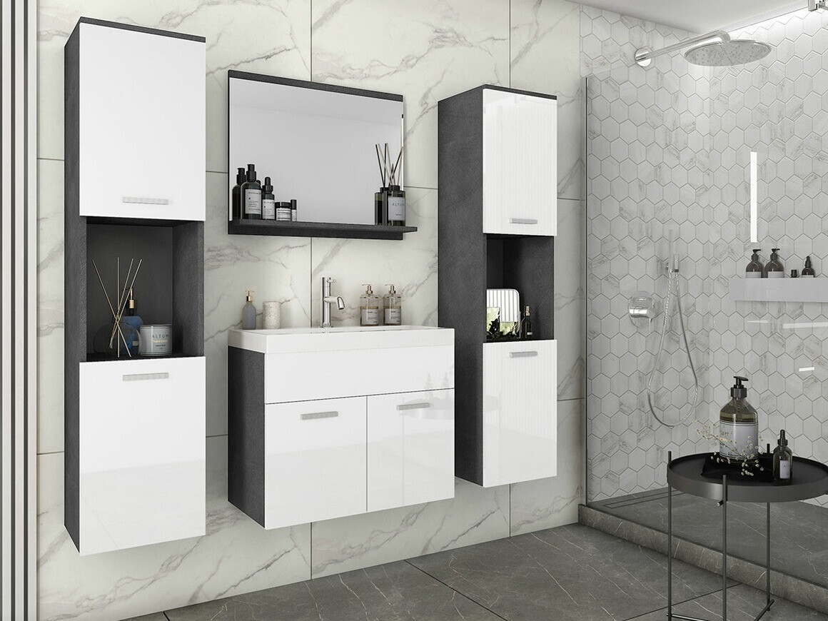 Badkamerset Sarasota 123 (Matera grijs + Glanzend wit)