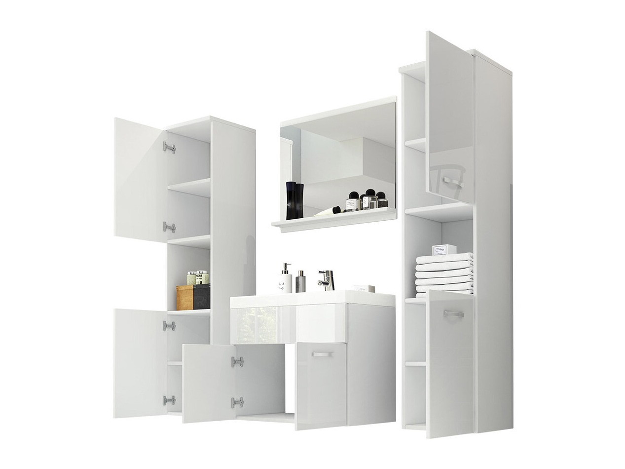 Badkamerset Sarasota 123 (Wotan eik + Glanzend wit)