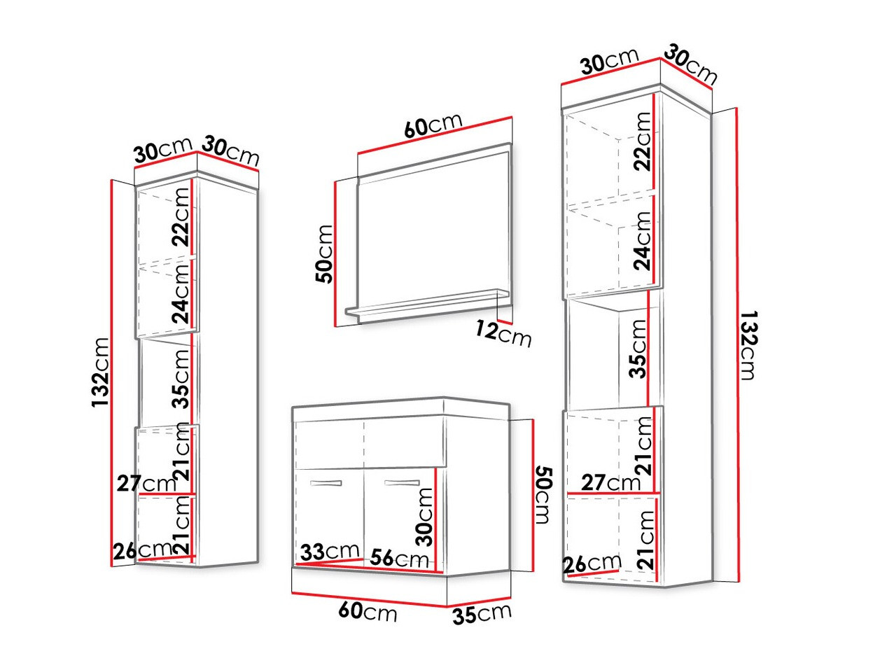Badkamerset Sarasota 123 (Wotan eik)