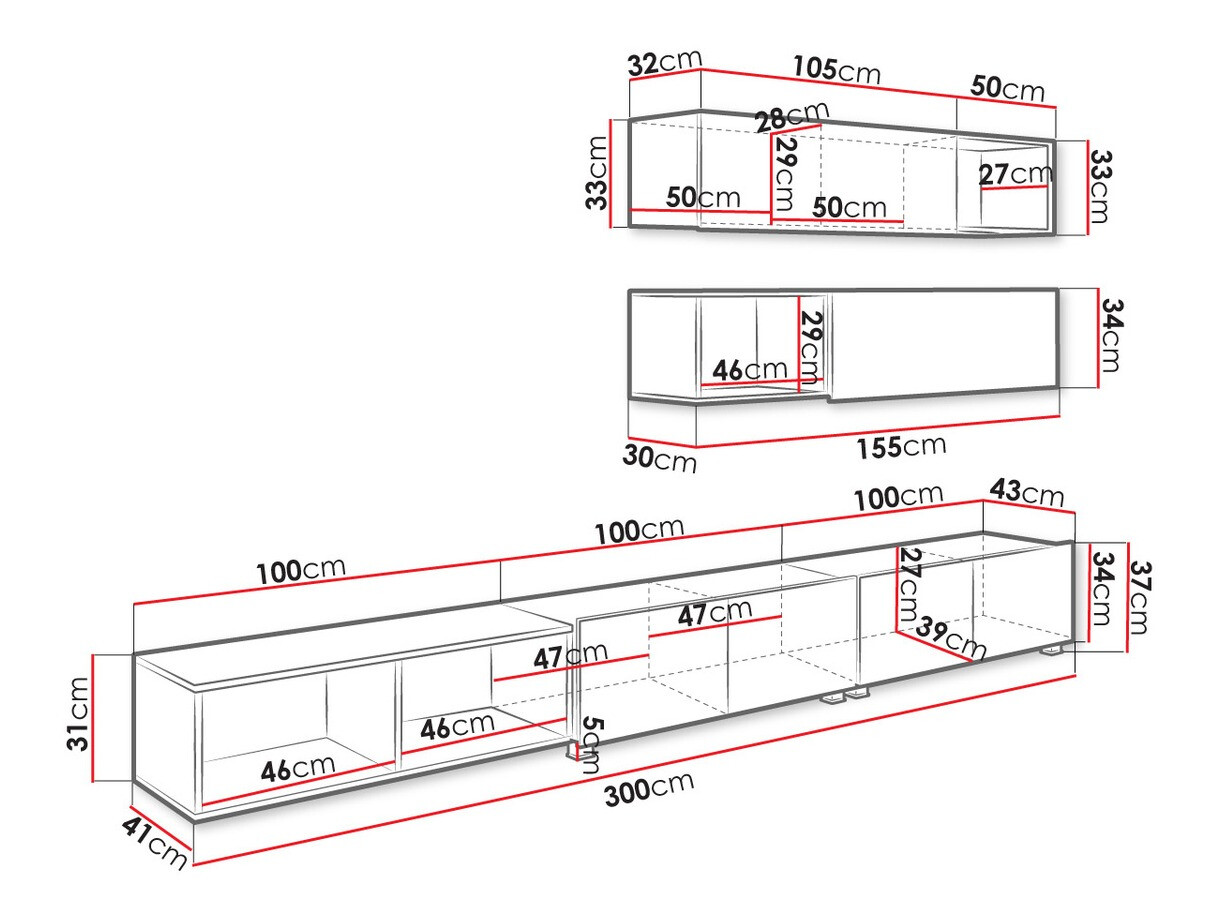 Woonkamerset Tivdalu 145 (Wit + Glanzend wit + Gouden eik)
