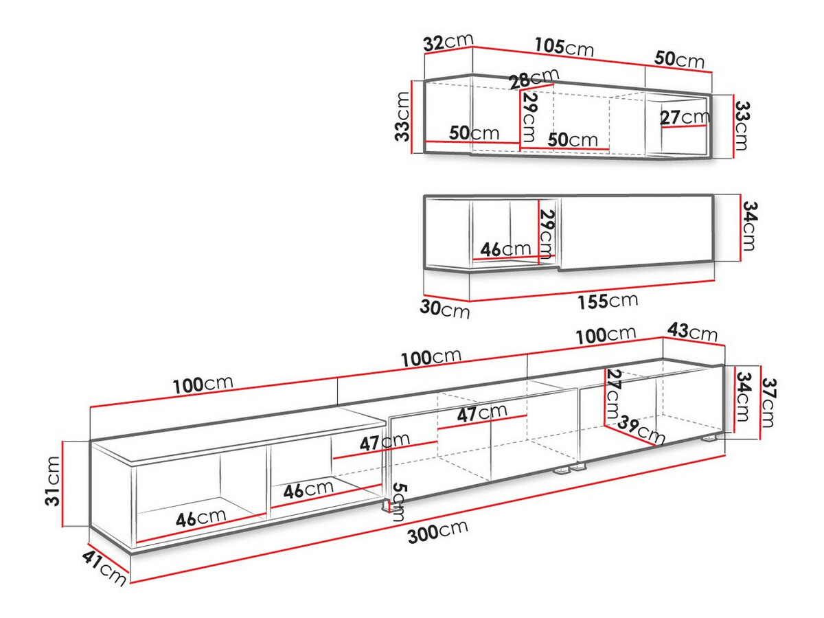 Woonkamerset Tivdalu 145 (Zwart + Glanzend zwart + Artisan eiken)