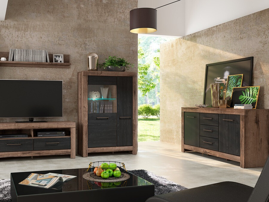 Ladekast Dunfelu 100 (Klooster eik + Zwart eik)