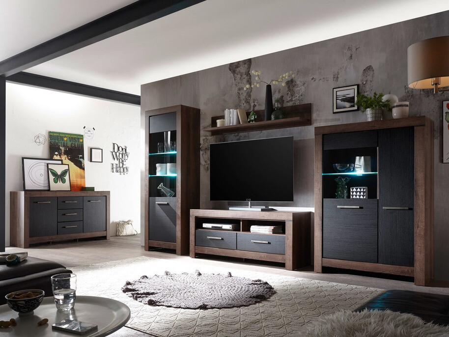 Ladekast Dunfelu 100 (Klooster eik + Zwart eik)