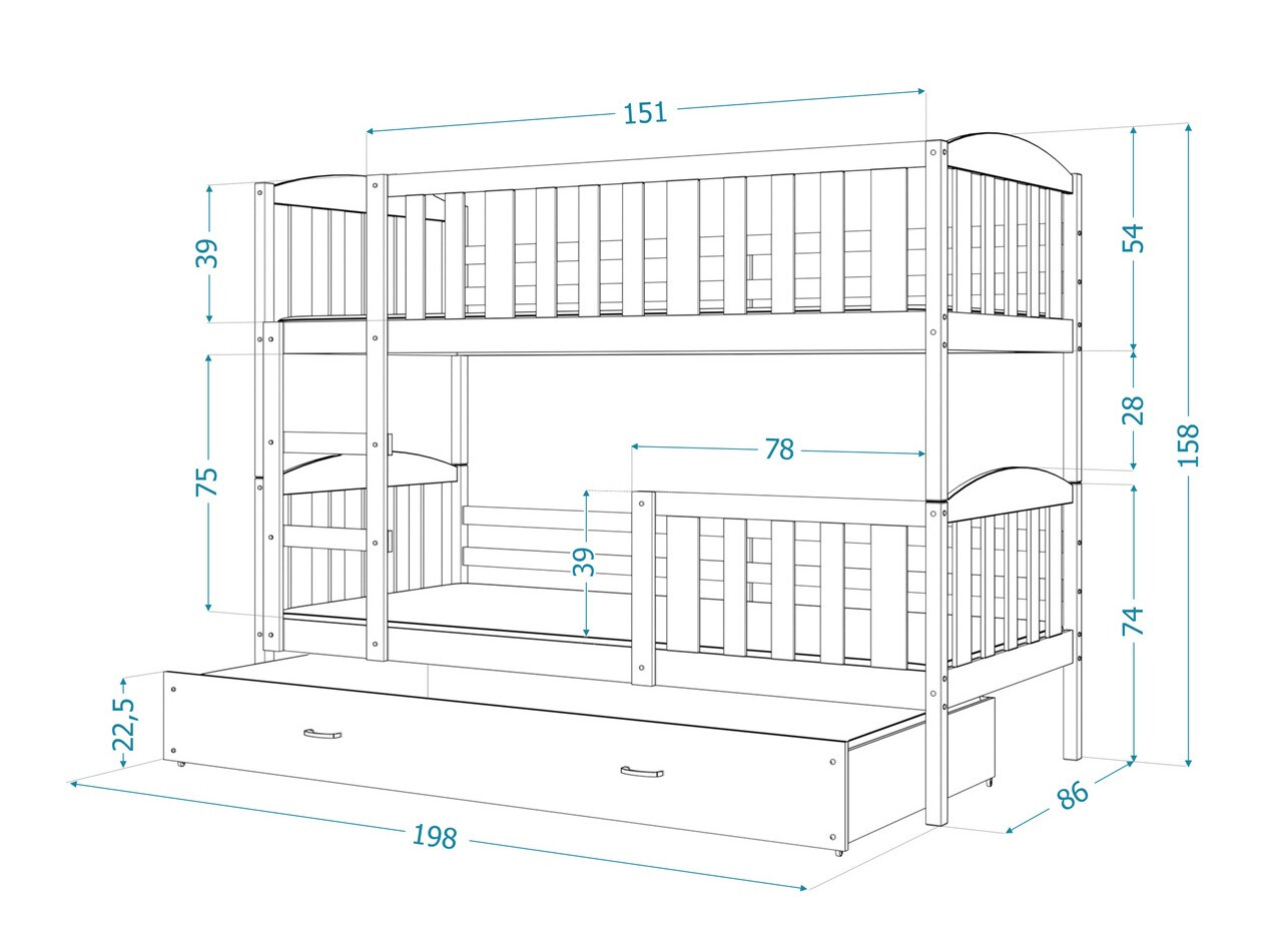 Stapelbed Aurora 105 (Grijs)