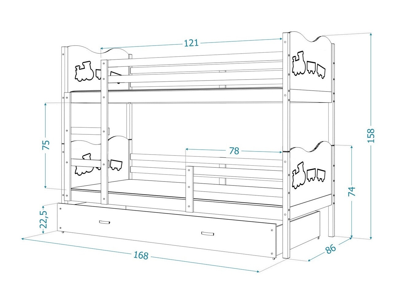 Stapelbed Aurora 110 (Grenen)