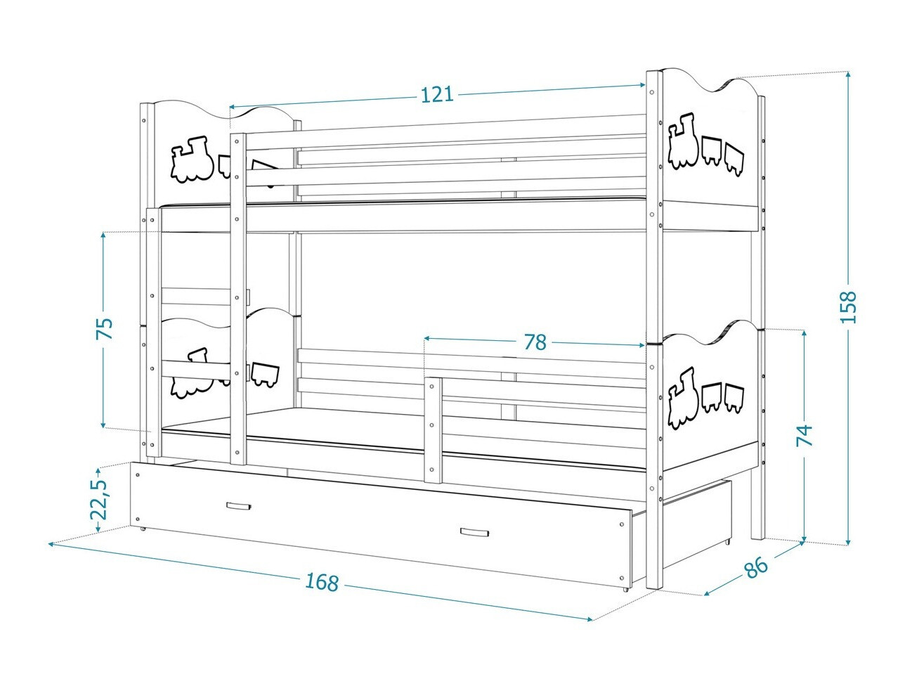 Stapelbed Aurora 110 (Grijs)