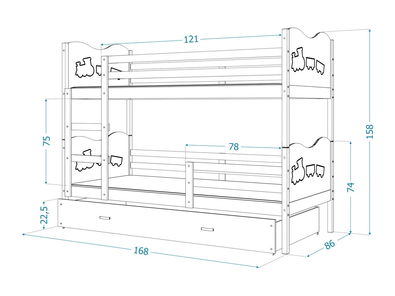 Stapelbed Aurora 110 (Wit)