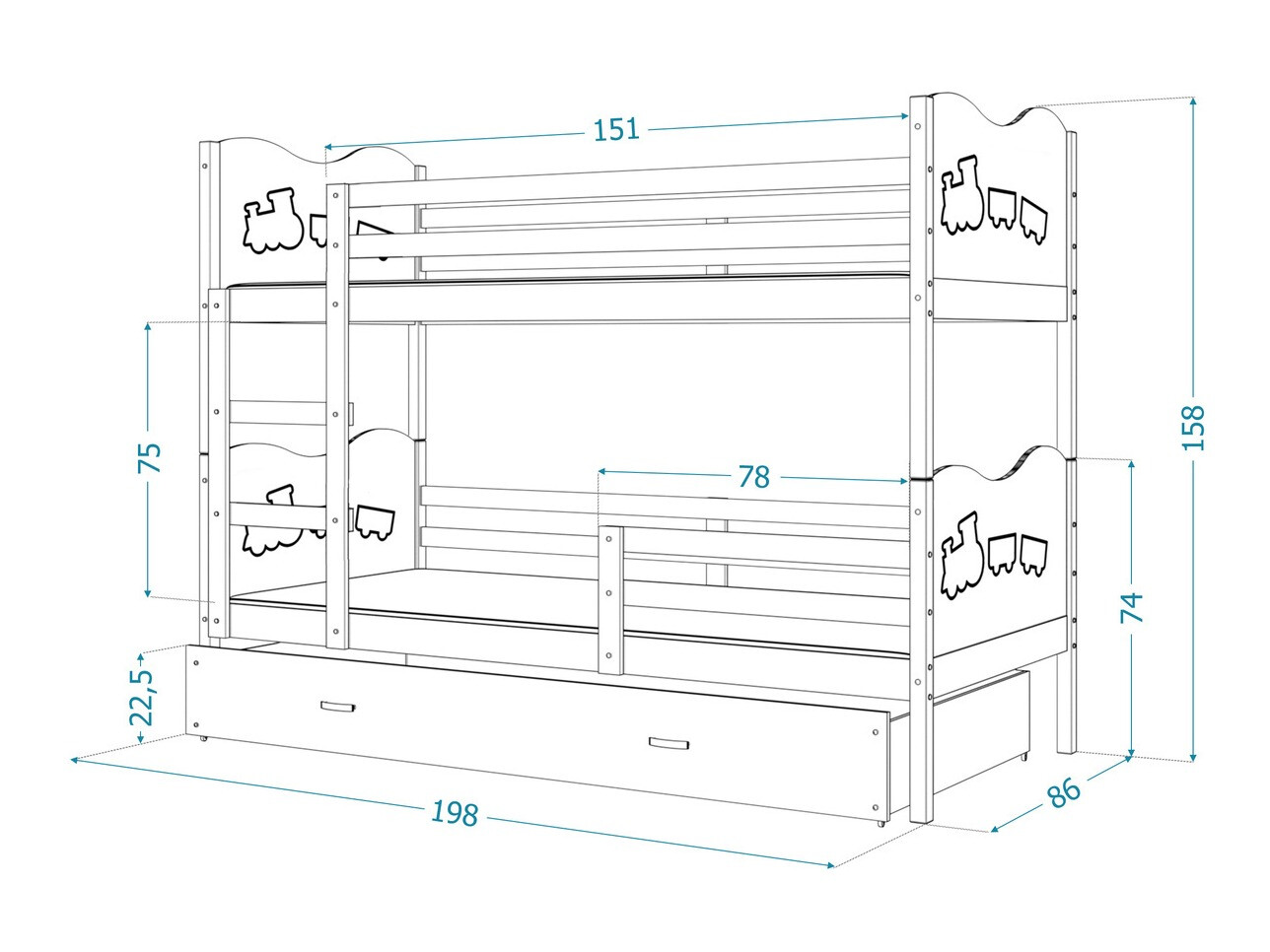 Stapelbed Aurora 111 (Grijs)