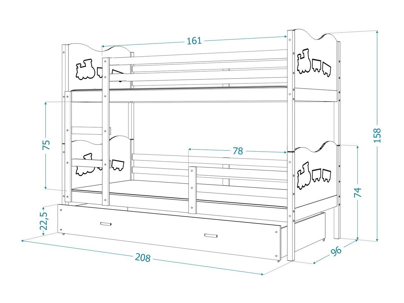 Stapelbed Aurora 112 (Grenen)