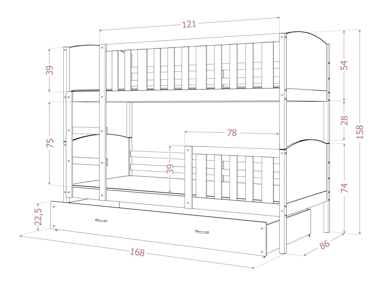 Stapelbed Aurora 113 (Wit)