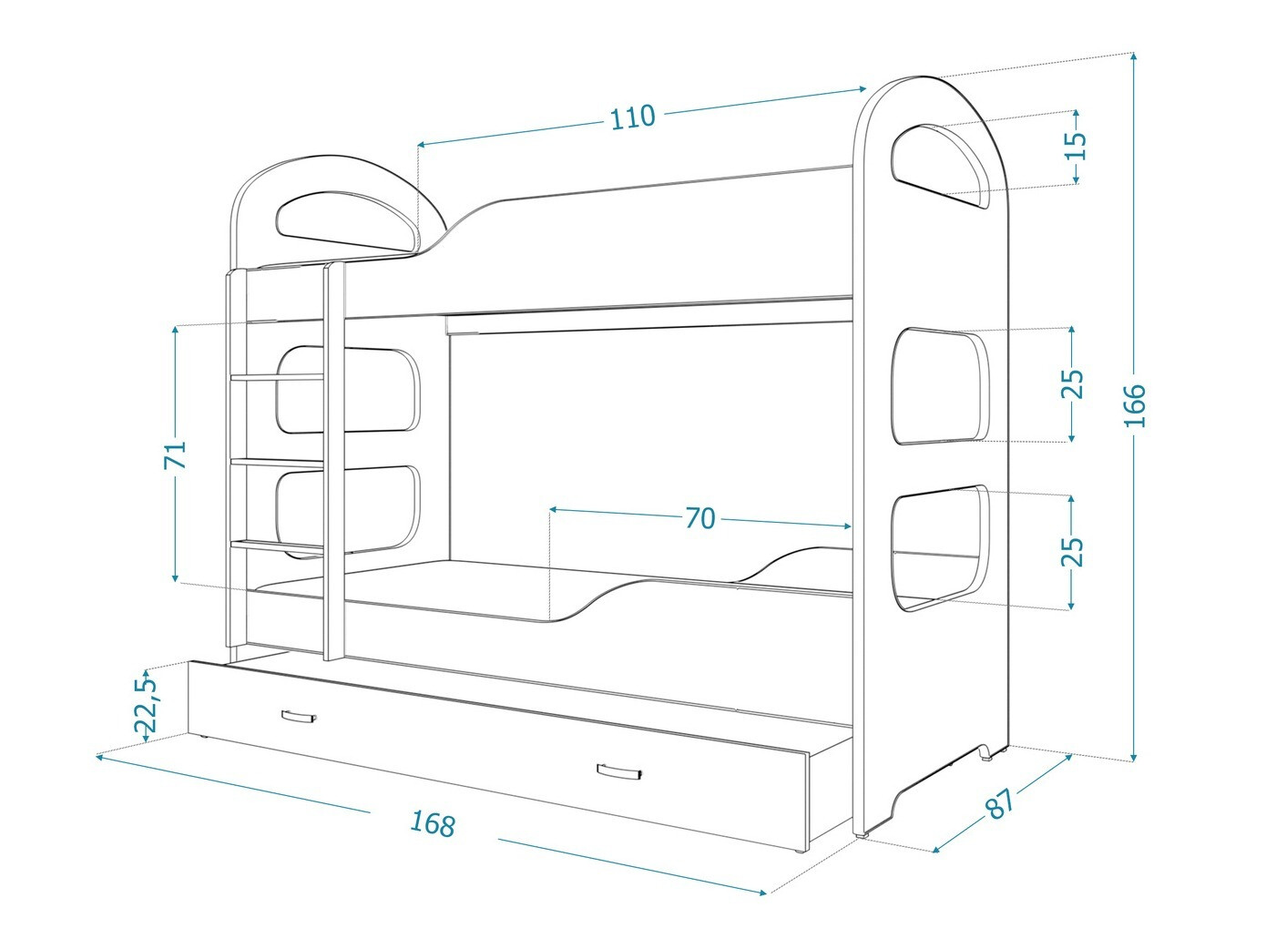 Stapelbed Aurora 114 (Blauw)