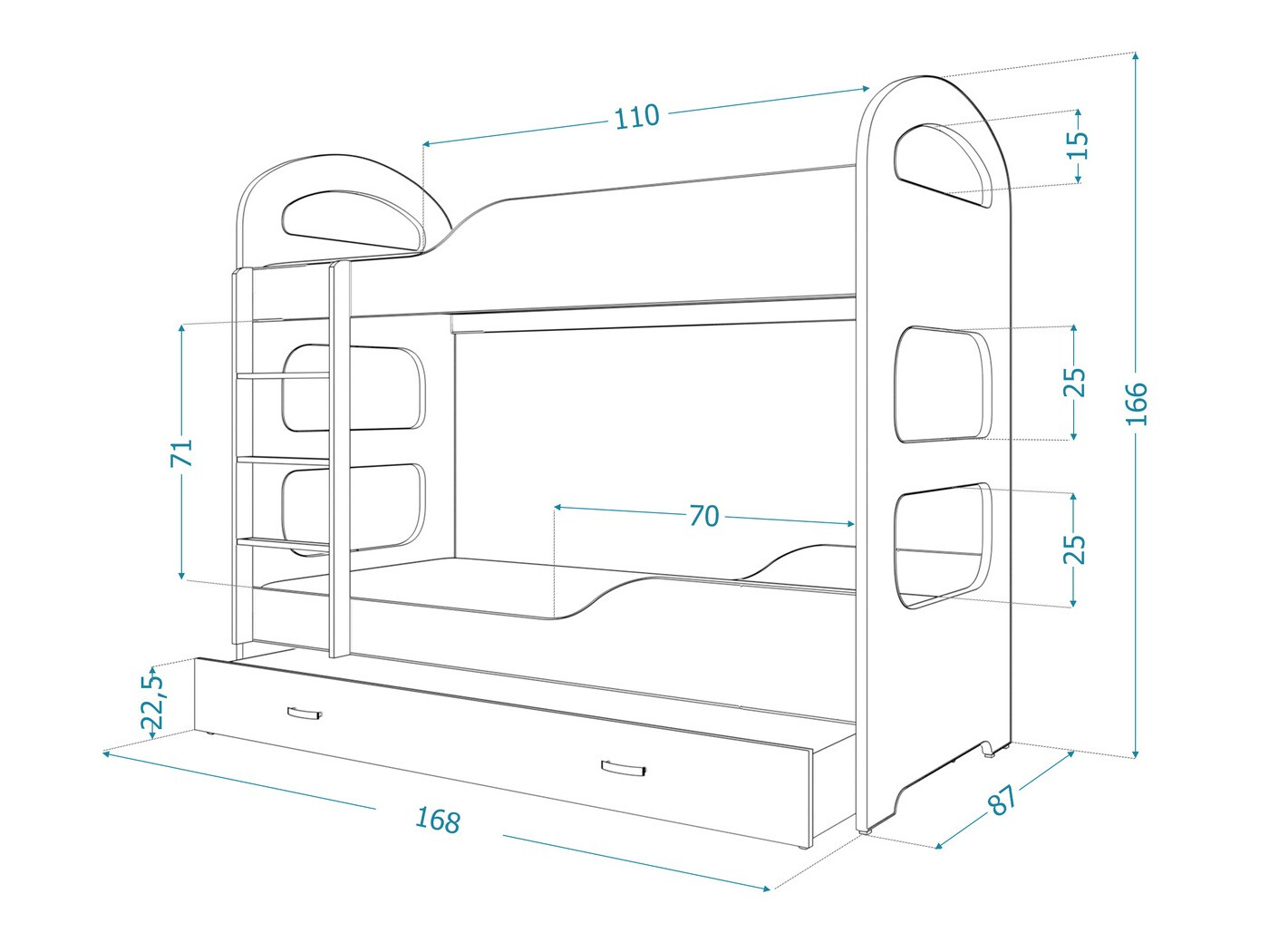Stapelbed Aurora 114 (Wit)