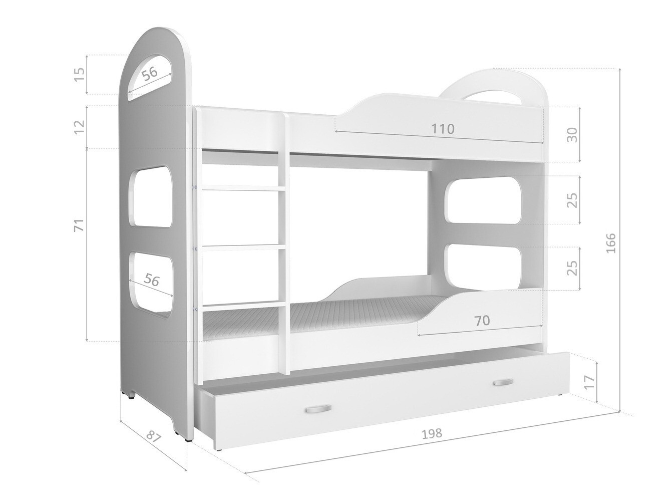 Stapelbed Aurora 116 (Wit + Rood)