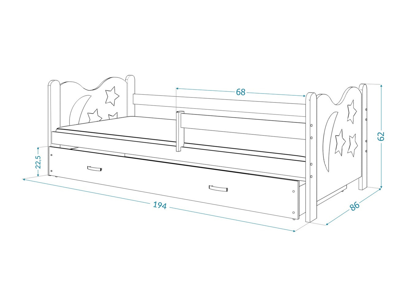 Bed Aurora 124 (Grijs)