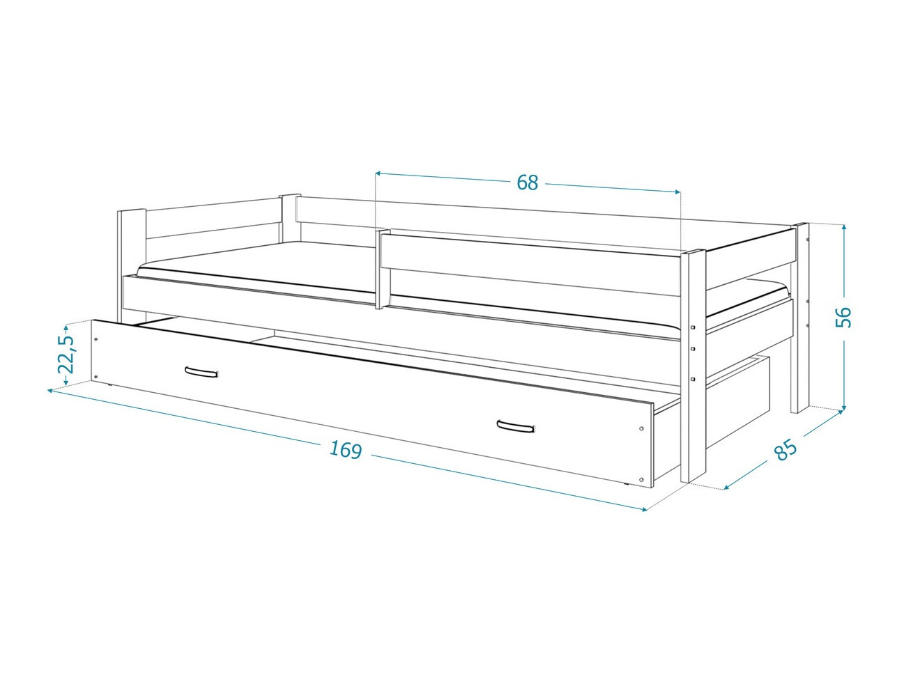 Bed Aurora 125 (Grijs)
