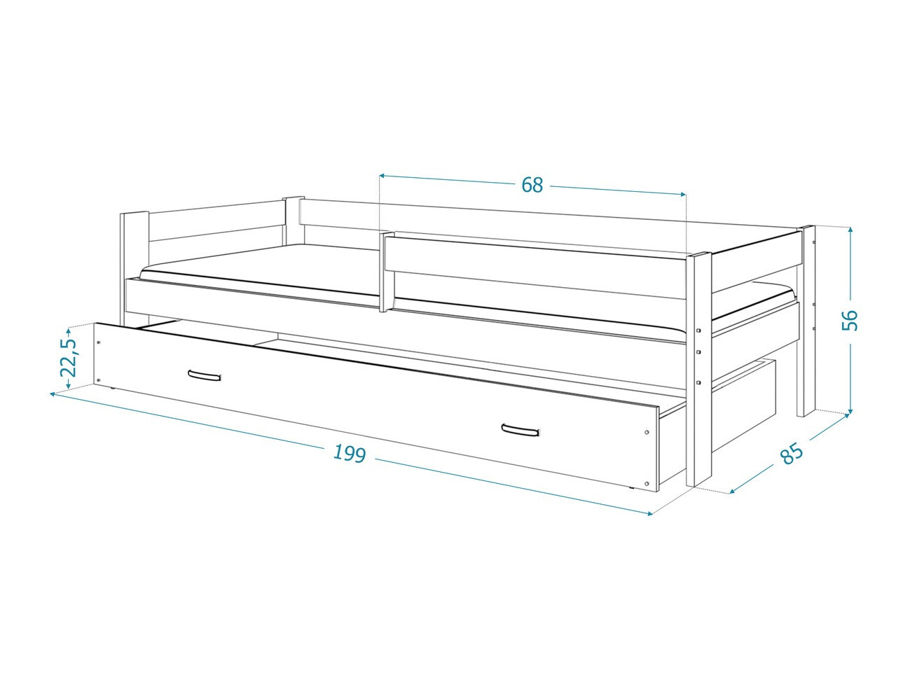 Bed Aurora 125 (Wit)