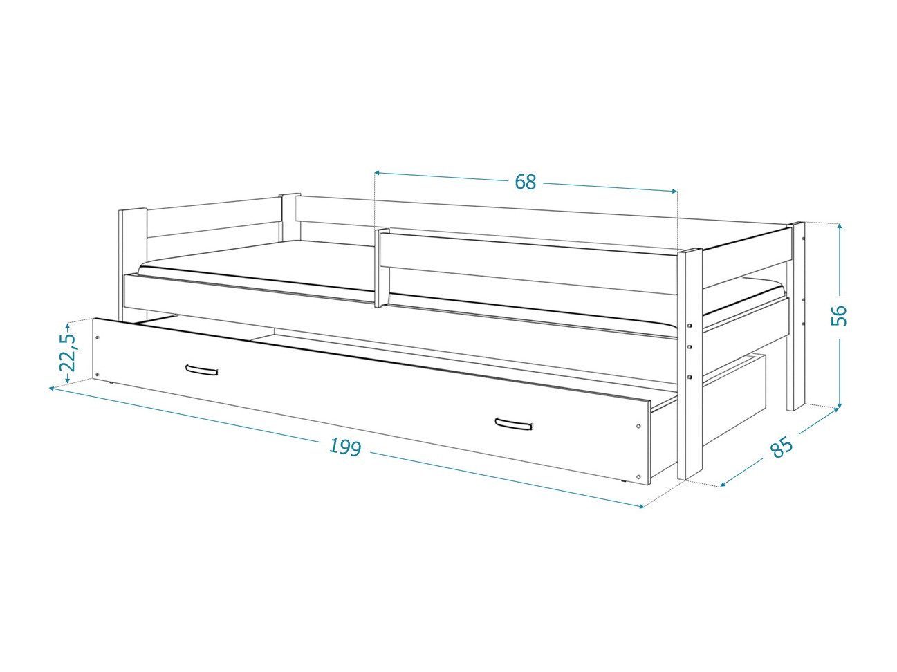 Bed Aurora 125 (Wit)