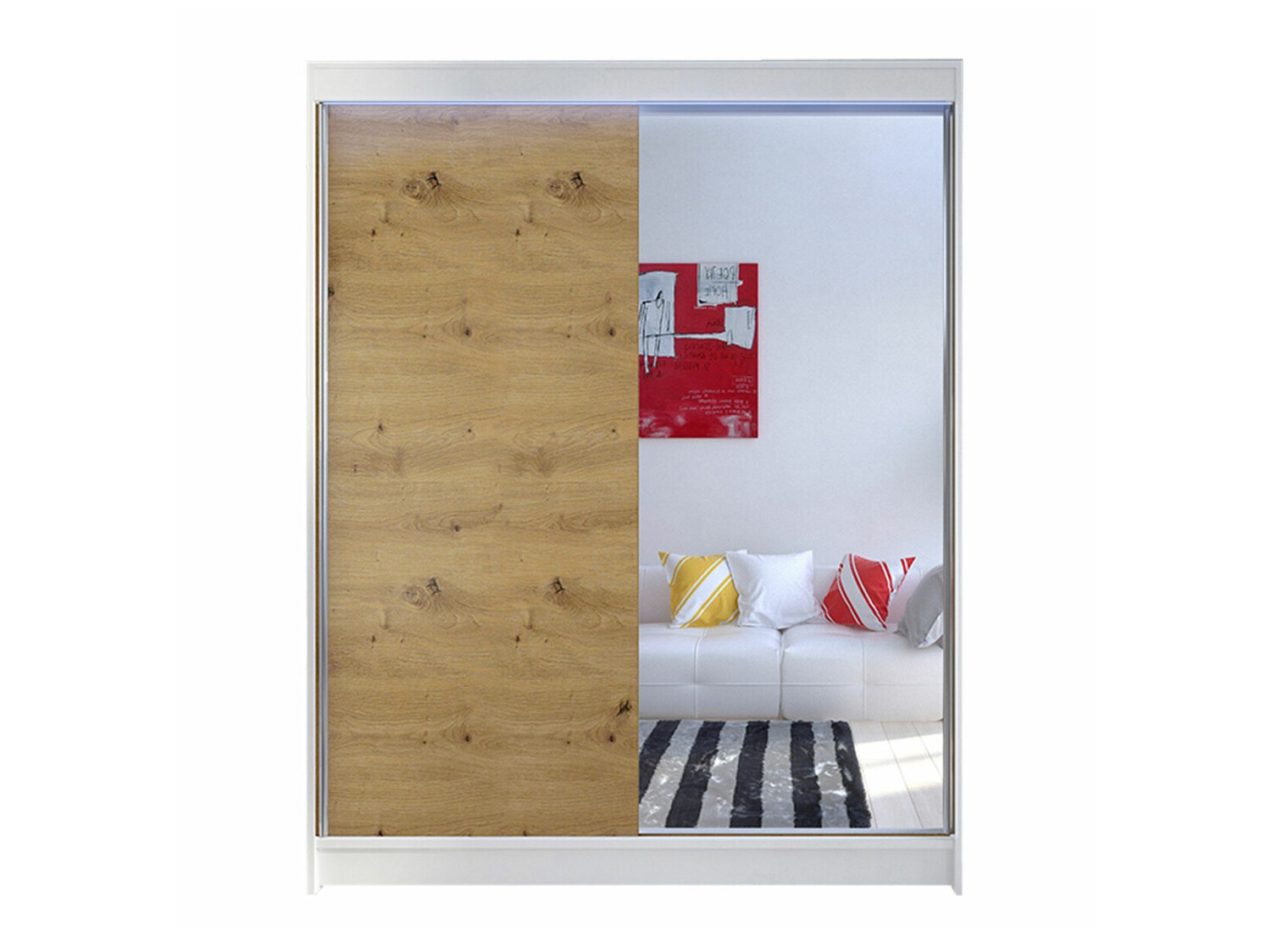 Kledingkast Closico 140 (Wit + Artisan eiken)