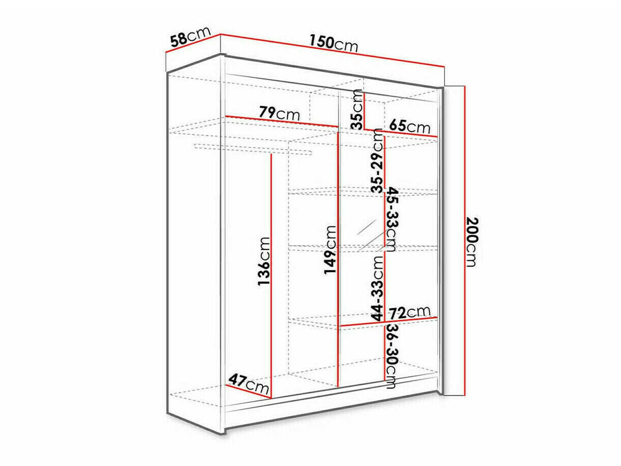 Kledingkast Closico 140 (Zwart + Artisan eiken)
