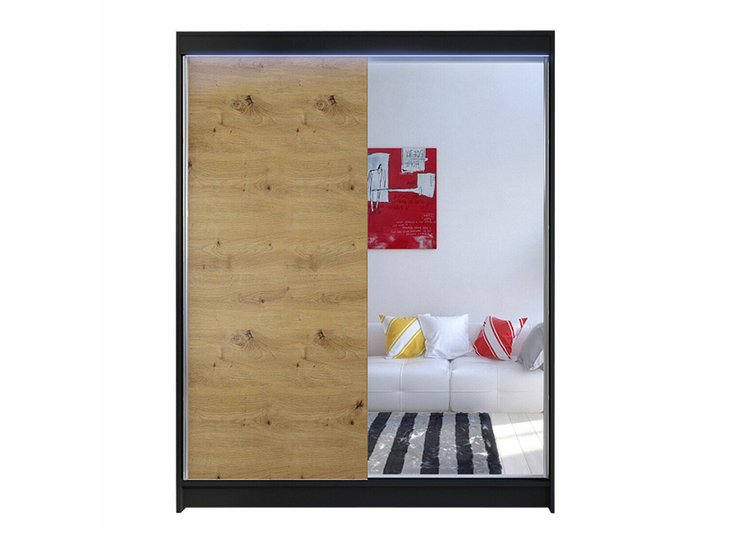 Kledingkast Closico Vastor I (Zwart + Artisan eiken)