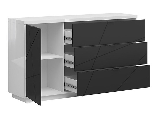 Ladekast Fivale 100 (Glanzend wit + Matzwart)